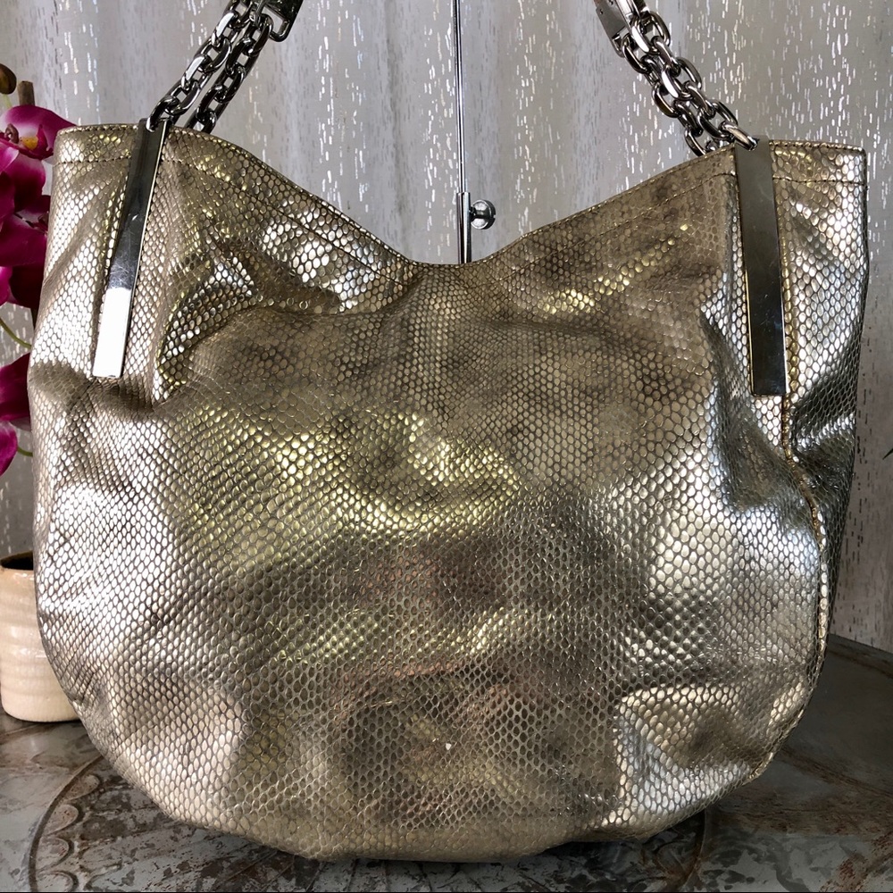Michael Kors Julian Python Print Gold Hobo - image 2